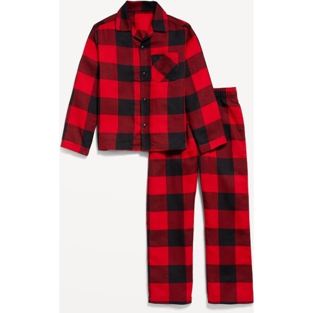 NWT Old Navy Unisex Medium Buffalo Plaid Pajama Set Long Sleeve & Pants Cotton
